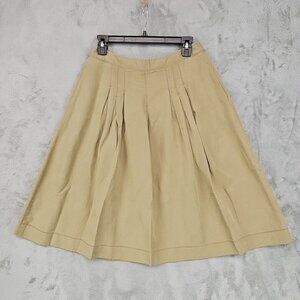 J. Jill Pleated A-Line Skirt Womens Size 6P Beige Tencel Linen Blend Travel